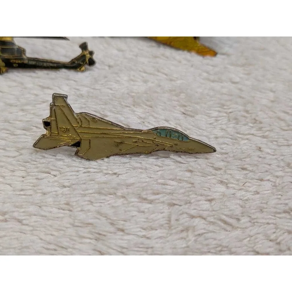 Lot‎ of 6 Vintage Aircraft Pins - Fighter Jet Helicopter Biplane Military